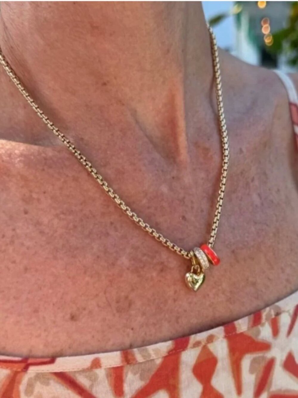 Roxanne Assoulin The Box Chain Charm Necklace Orange/Gold